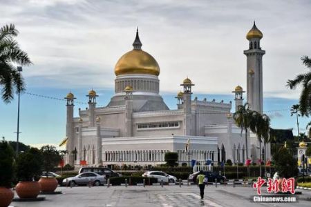 资料图：文莱苏丹的奥玛尔·阿里·赛福鼎清真寺。