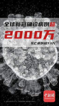 　　全球新冠确诊病例已超2000万例。(制图：魏雷超 )