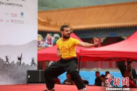 　资料图：逾300名中外洪拳高手广东佛山“争霸”。参赛的外国选手。　李星凯　摄