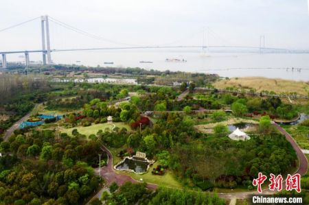 航拍长江泰州段。高港区供图