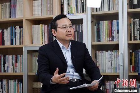 　　中国航天科技集团五院总体设计部空间站总体研究室主任王为在北京接受中新社“中国焦点面对面”专访。中新社记者 张兴龙 摄